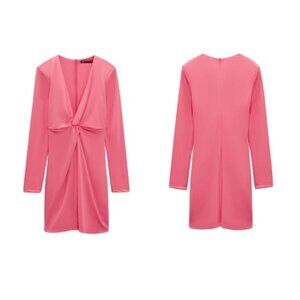 ZARA STRETCHY KNOTTED DRESS PINK | 8342/309